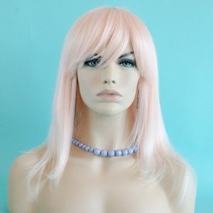 18" Light Peach Pink Monofilament Top Wig